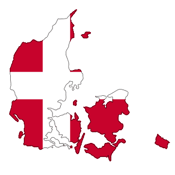 Carte de Danemark avec le drapeau danois