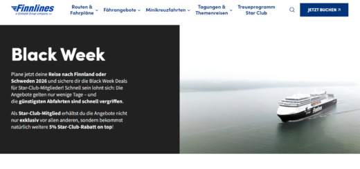 Finnlines Black Week avec 55% de réduction pour les membres du Star Club et 50% de réduction pour tous les autres.