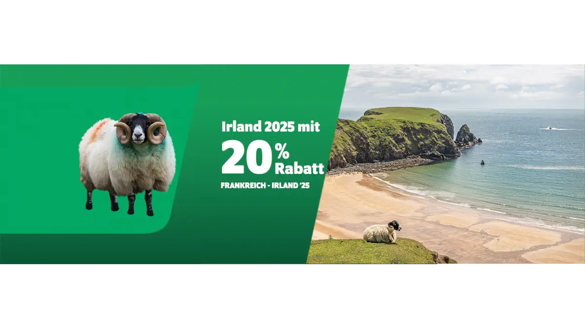 Irish Ferries Réduction pour réservation anticipée 2025 - voyage de la France à l'Irlande avec une réduction de 20%.