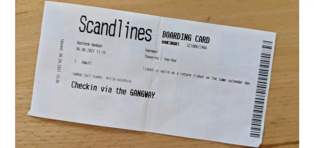 Billet Scandlines pour les piétons