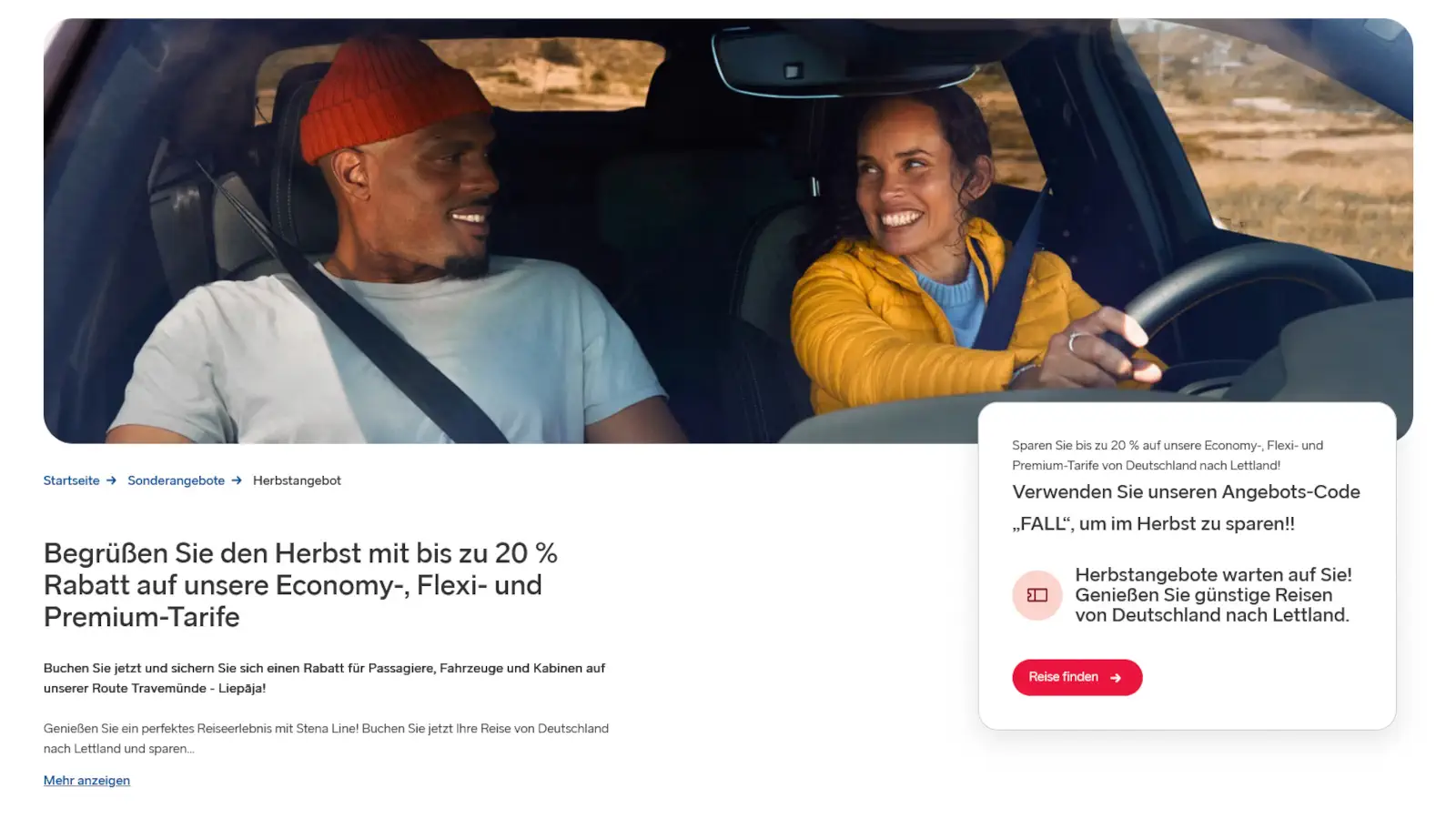 Stena Line Offre d'automne avec 20% de réduction vers la Lettonie
